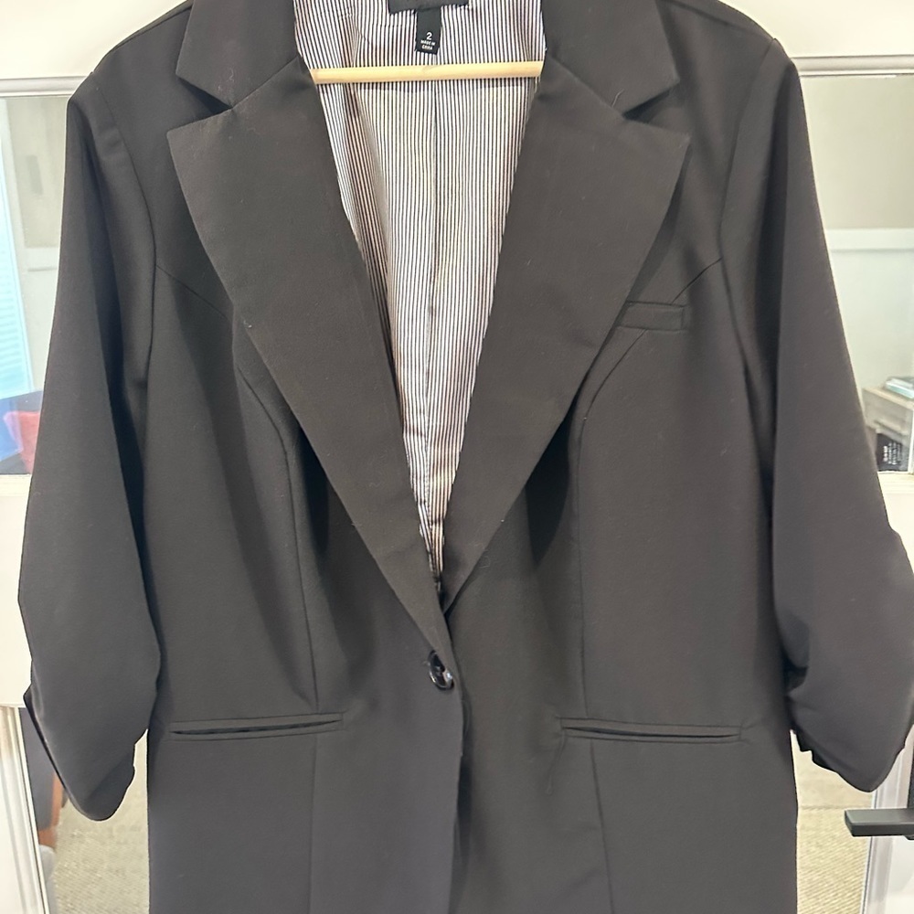 Torrid Black Blazer Pinstripe Lined 2X